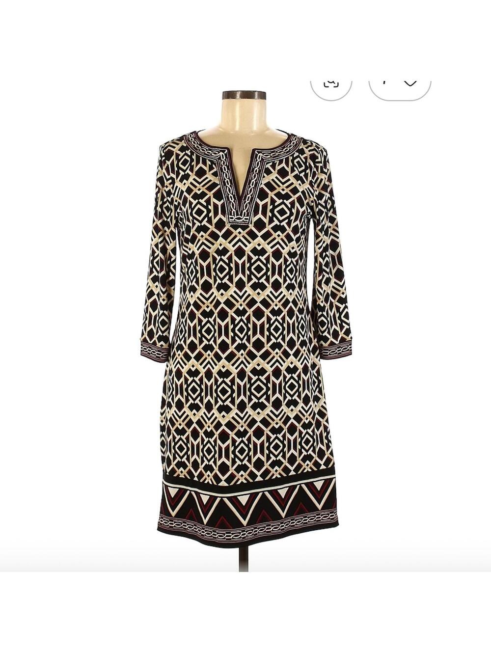 White House Black Market Geometric Pattern Dress Size M